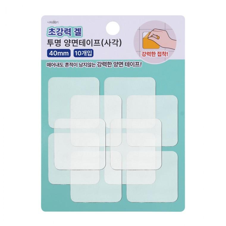디디샵 초강력 겔 투명 양면 테이프 스티커 40mm 10개입 정사각 (652072)