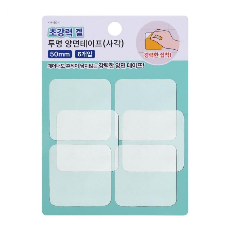 디디샵 초강력 겔 투명 양면 테이프 스티커 50mm 6개입 정사각 (652065)