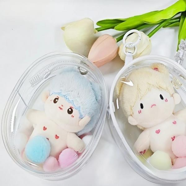 투명 PVC 인형 파우치 10cm 이타 백 미니 키링 솜 모루 솜깅이 피규어 가챠 봉제 보관 가방 정리 덕질템