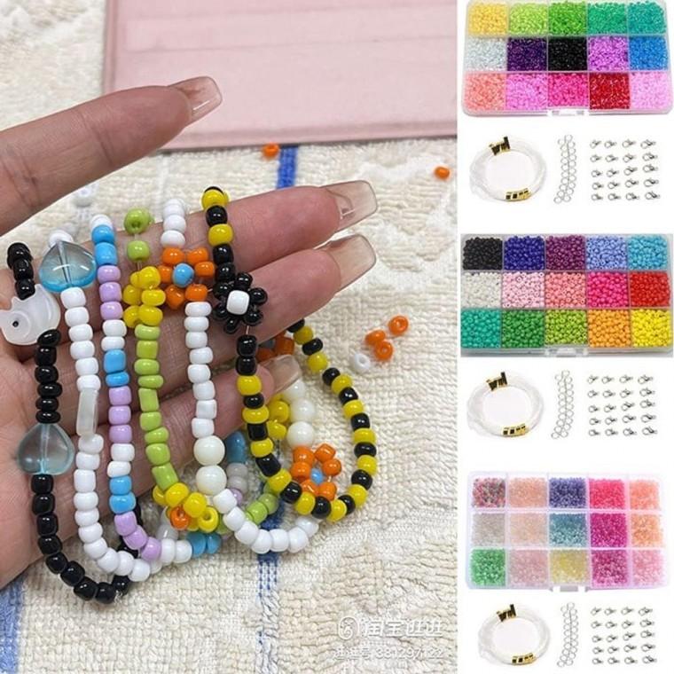 DIY 비즈공예재료 15색 세트 만들기 DIY 공예품 DIY 쥬얼리 액세서리 품 악세서리