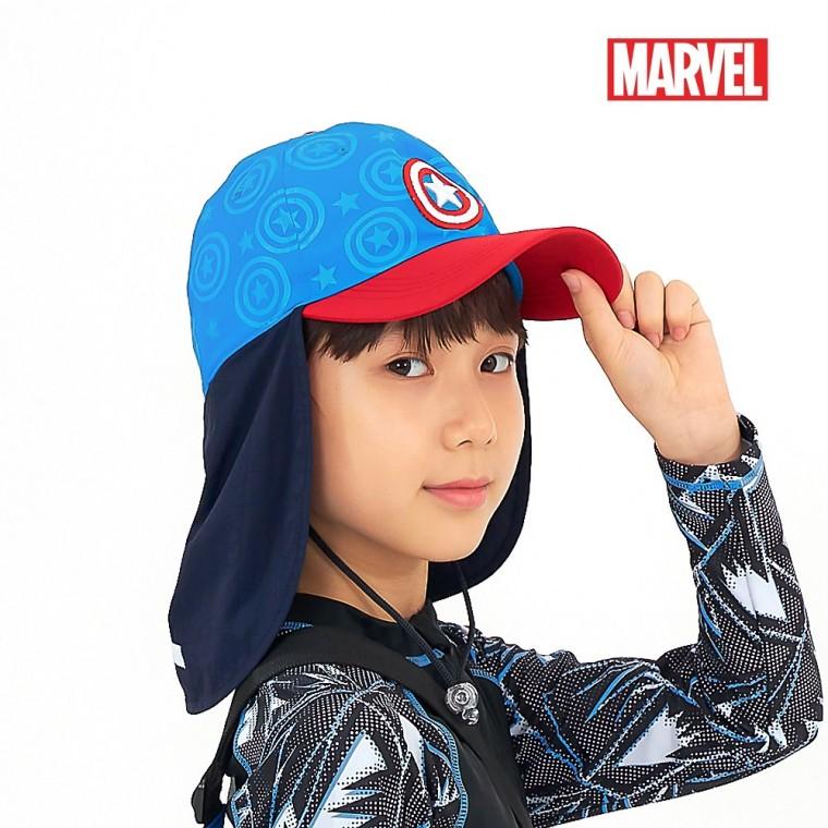 마블 캡틴아메리카 논스판 플랩캡 아동 여름모자 남아수영모자 자외선차단모자
