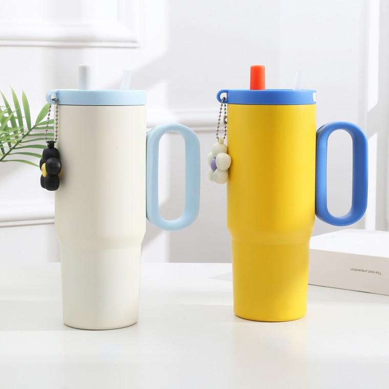 304스텐 650ml 키링 텀블러 캠핑용품 빨대포함 아웃도어 커피잔 보온병 보냉병 보온보냉병 인쇄가능