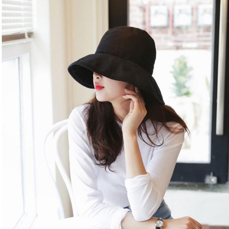 여자 봄 여름 챙넓은 햇빛차단 빅사이즈 무지 시크릿 버킷햇 벙거지 모자