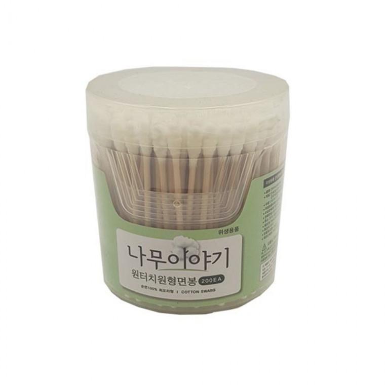 화장솜 나무이야기 원터치 왕면봉 원형 아기면봉 면봉 200개입