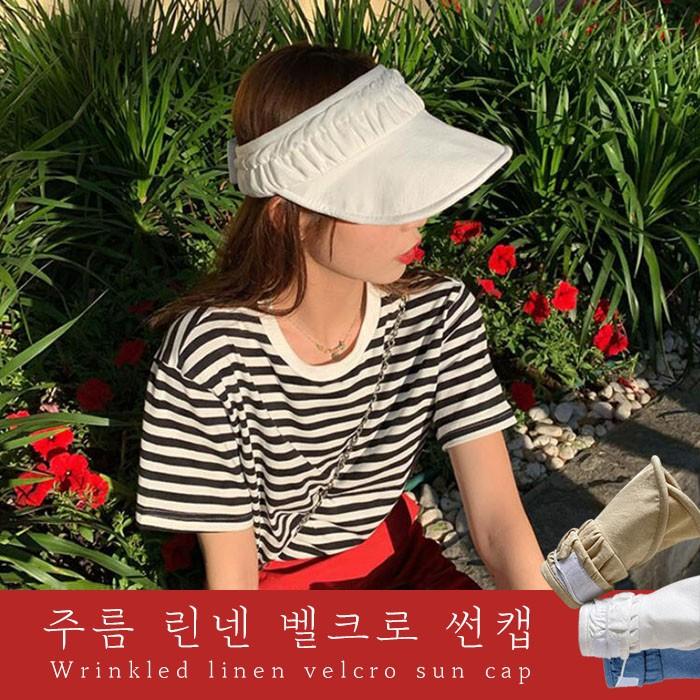주름 린넨  썬캡 5color / 찍찍이 여름모자