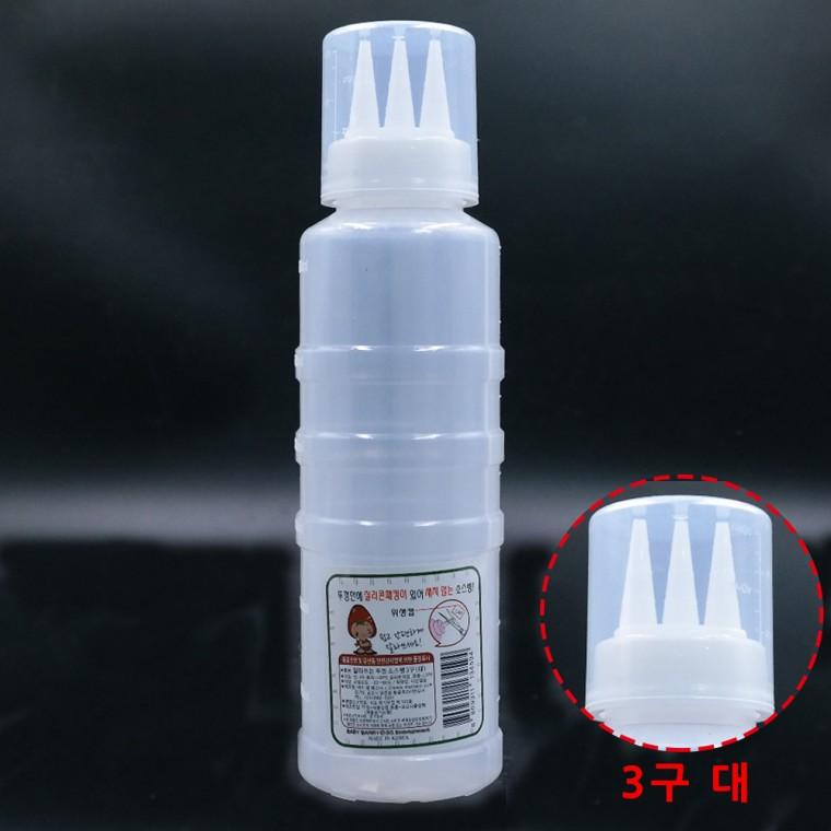 식초병 양념통 실리콘패킹 잘라쓰는 3구 뚜껑 참기름병 소스병 대형 600ml