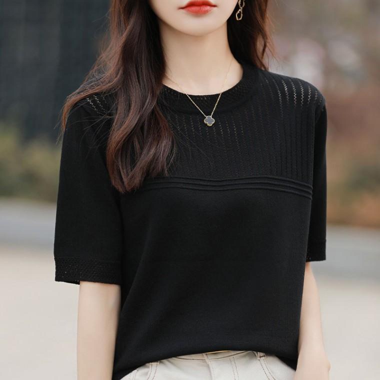 여성 펀칭 니트 아이스 반팔티 SH1150