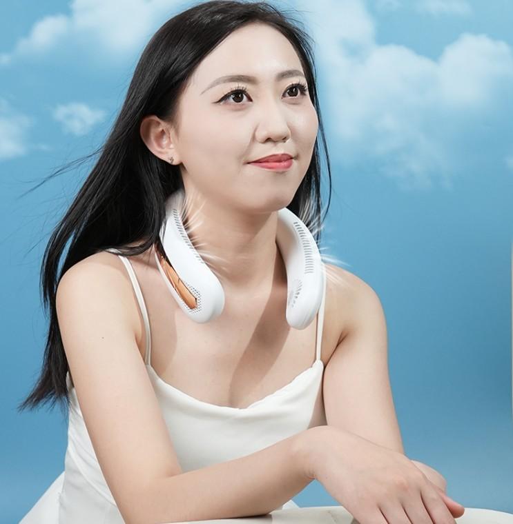 최신형  선풍기 Z001 LCD 디스플레이 2000mA 대용량 목걸이형 선풍기 KC