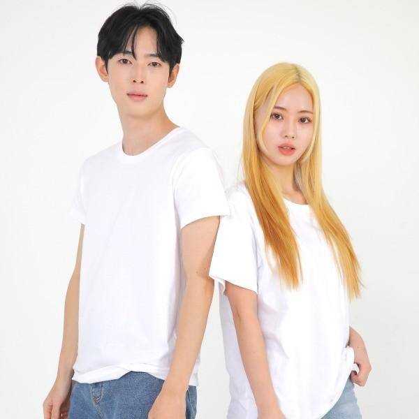 남성 순면 17수 반팔티셔츠 기본 무지 화이트 티셔츠