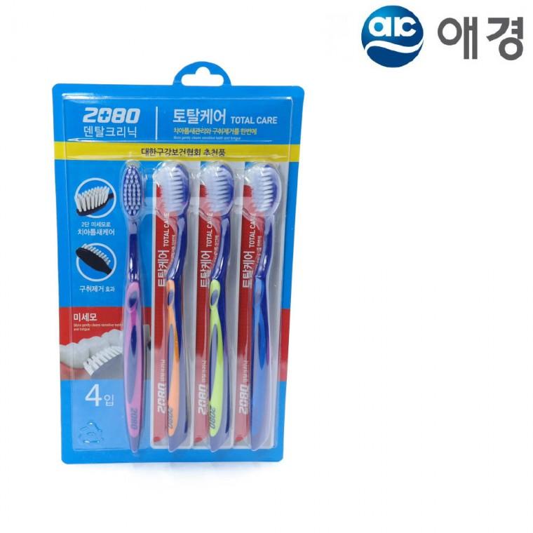 양치습관 치아관리 애경 토탈케어 칫솔 구강관리 4개입 미세모