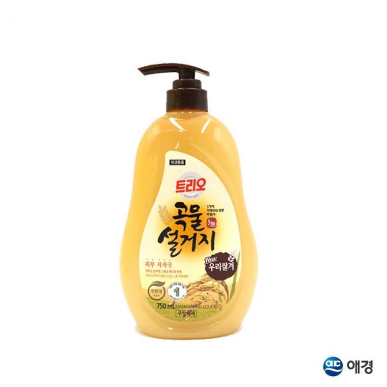 트리오 곡물설거지 과일세척제 고농축 우리쌀겨 주방세제 용세제 750mL 용기 1EA