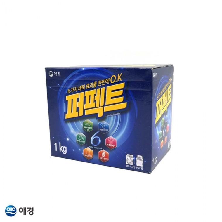 퍼펙트 토탈 세탁세제 드럼용 세탁용품 솔루션 가루세제 1kg 지함 1EA 겸용