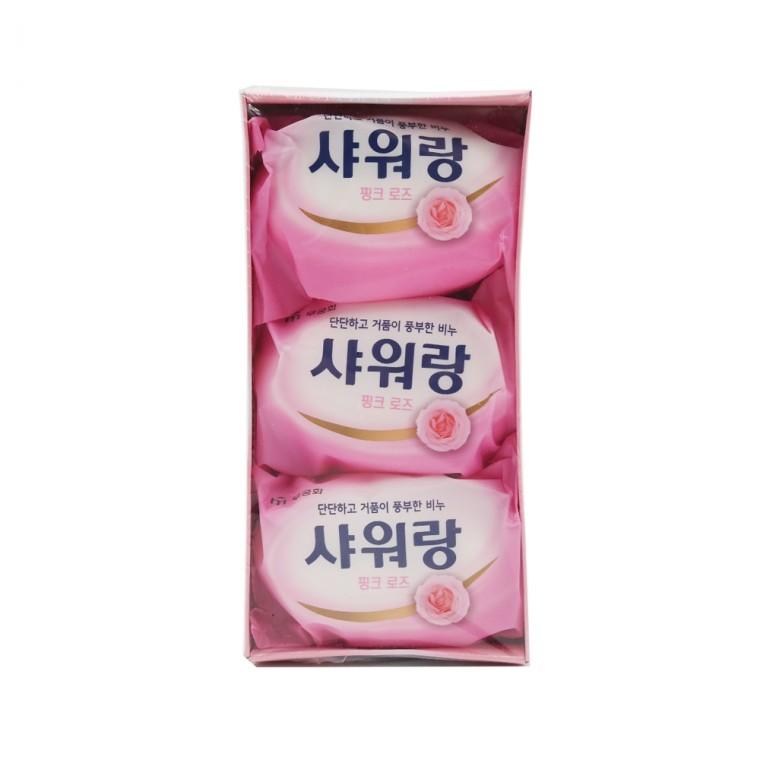 샤워랑 클렌징 핑크로즈 세면 비누 세안 130g 3개입