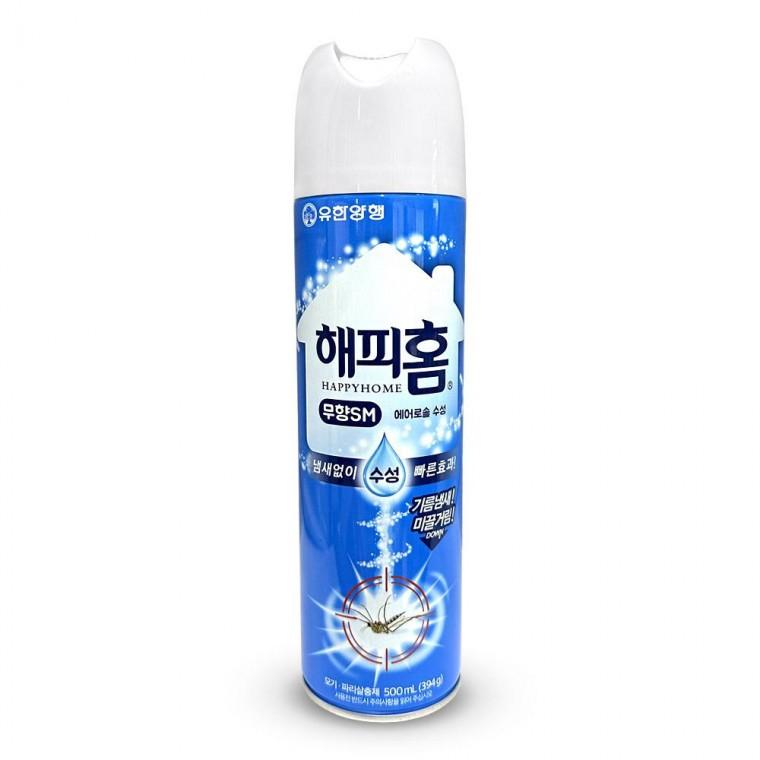 유한양행 해피홈 에어로솔 모기 파리 살충제 퇴치제 수성 무향 500ml
