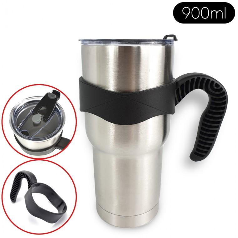 콘스탄트 스테인레스 대용량텀블러 900ml 실버 스텐텀블러 핸들텀블러 보온보냉