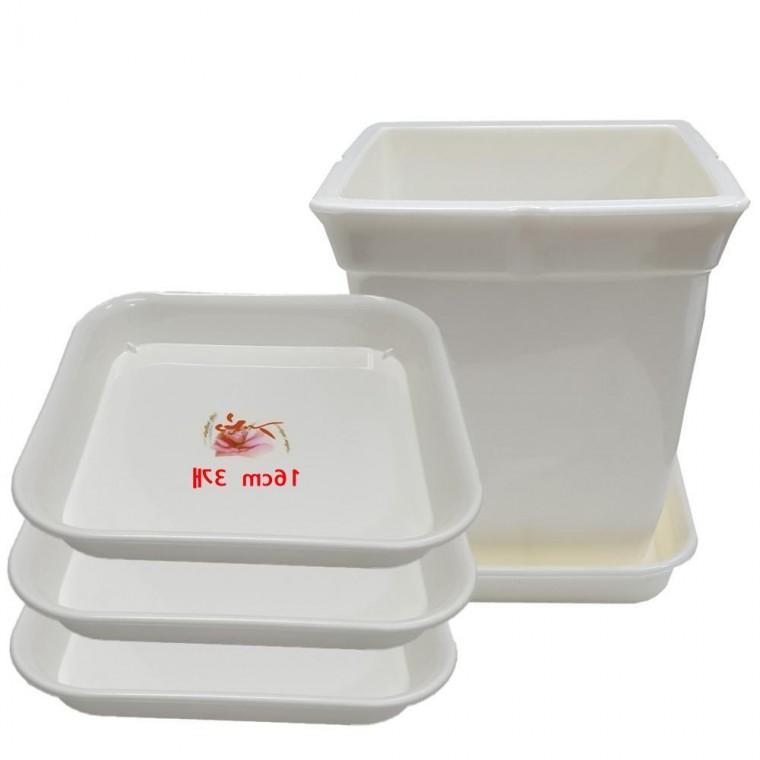 플라스틱 웰빙 정사각화분받침 3개 화분거치대 16cm 관리 사각받침대