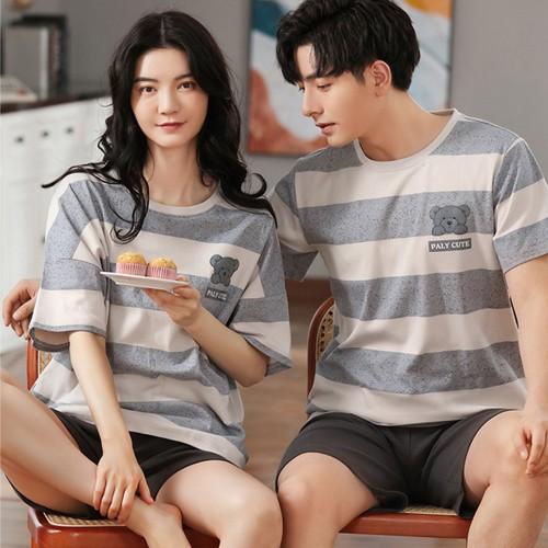 [위드기프트] 커플 썸머 단가라 커플잠옷