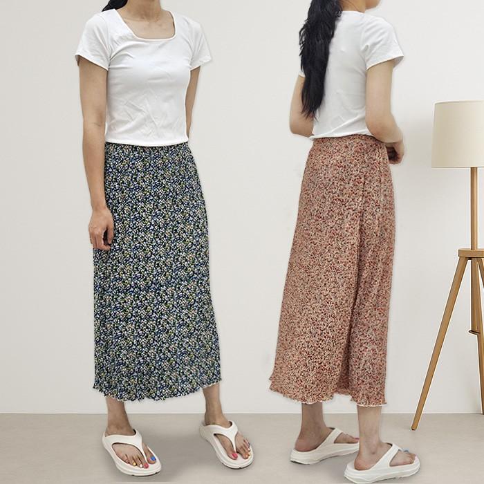 플라워 플 냉감 스커트 6color / 꽃무늬 치마 쿨링 시리즈