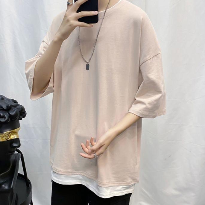 남자 반팔티 여름 라운드티 오버핏 박스티 셔츠 4컬러