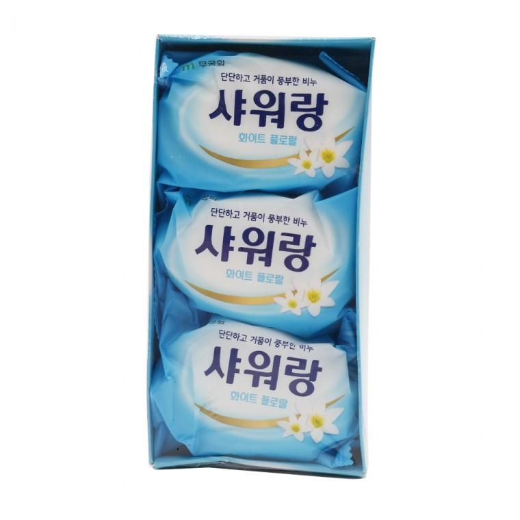 샤워랑 세안 클렌징비누 세면 화이트플로랄 비누 130g 3개입