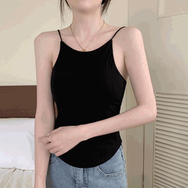 (캡내장) 로미심플 홀터넥 나시