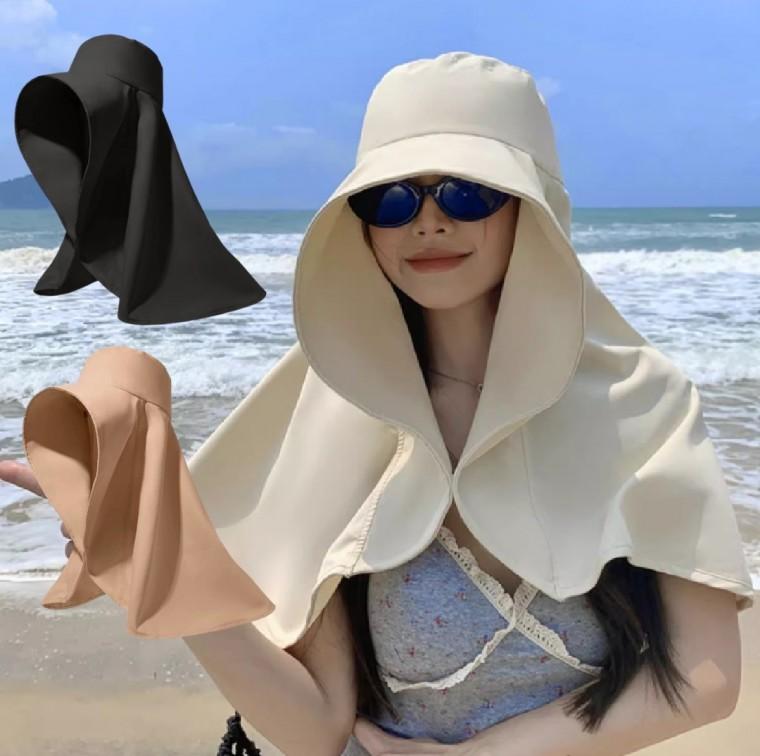 여성 풀커버 플랩캡 여름 자외선차단 썬캡 챙모자 등산 해변 일모자 물놀이