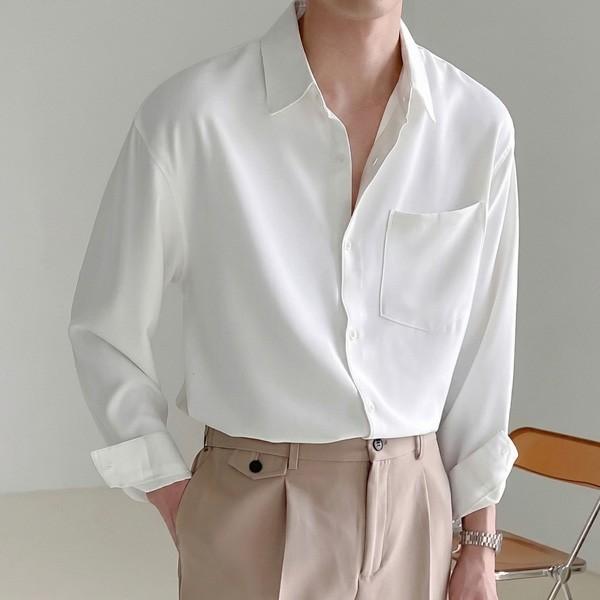 미니멀 베이직 루즈핏 남성 여름 긴팔 셔츠 IS-JK60