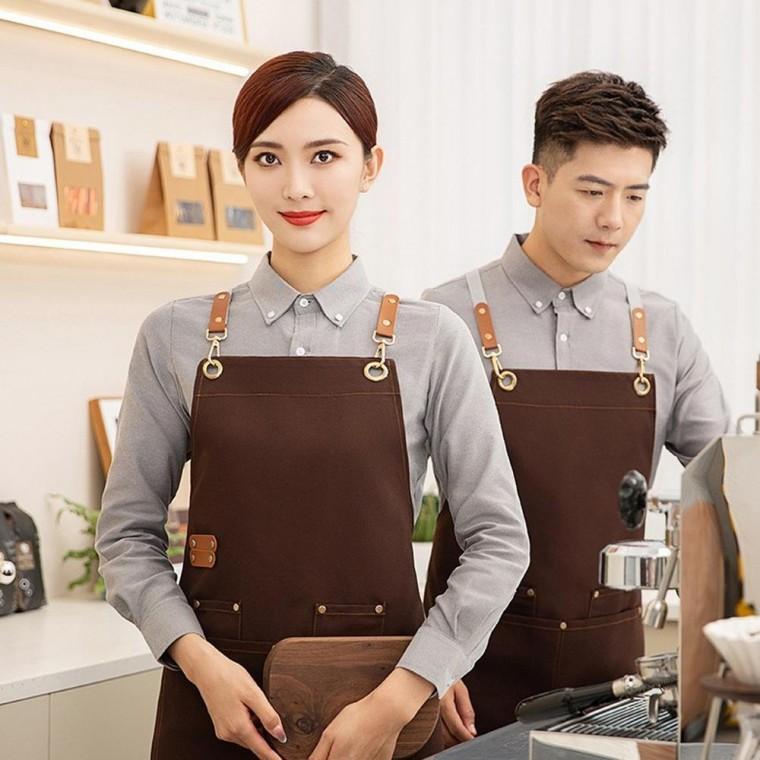 바리스타 카페 캔버스 방수 작업복 앞치마 식당앞치마 방수앞치마