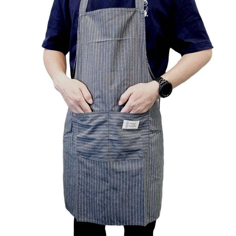 스트라이프 면 린넨 어린이집 유치원 가정용 앞치마