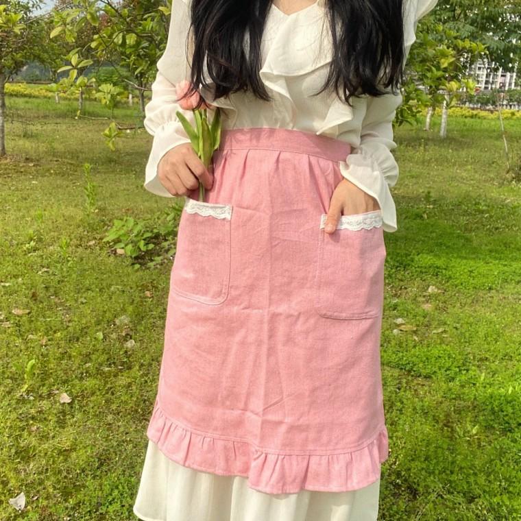 반치마 비비드 기본 여름 심플 패턴 기본 앞치마 프릴 레이스 모던 주방 카페 어린이집 신혼부부 집들이