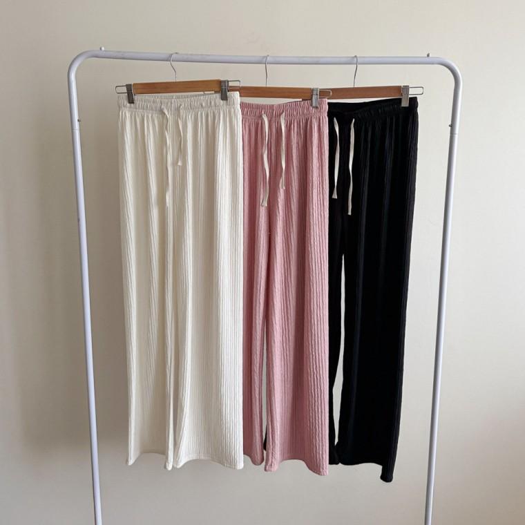 링클 플 밴딩 아이스 일자 와이드 롱 팬츠 3COLOR