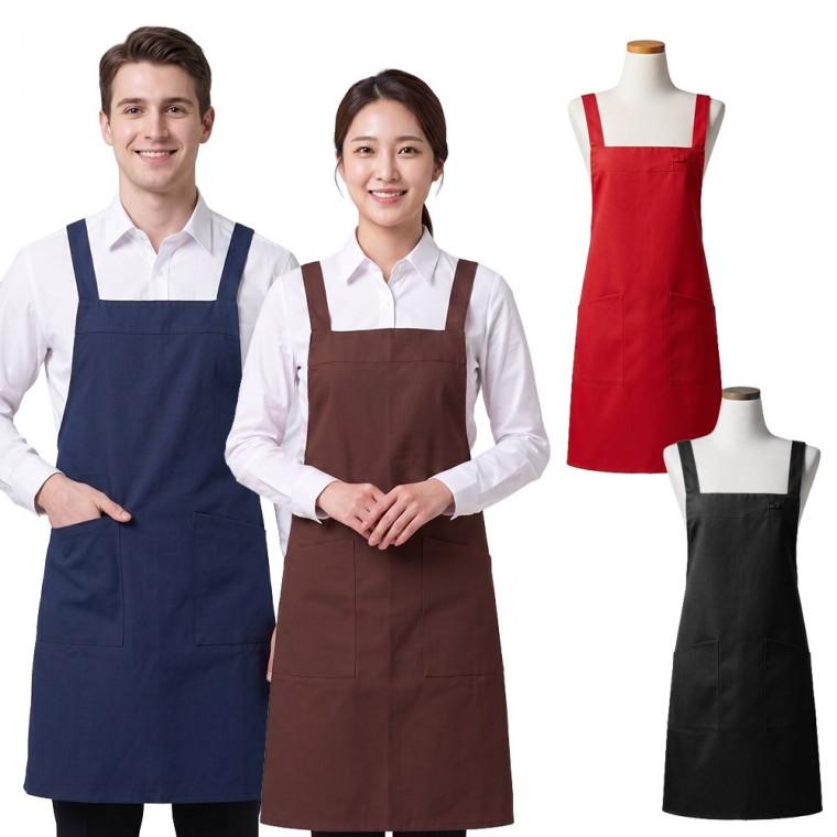 [도매라인] 베이직 데일리 앞치마 체험학습 카페 주방 식당 미술 공방 유치원 어린이집 작업복
