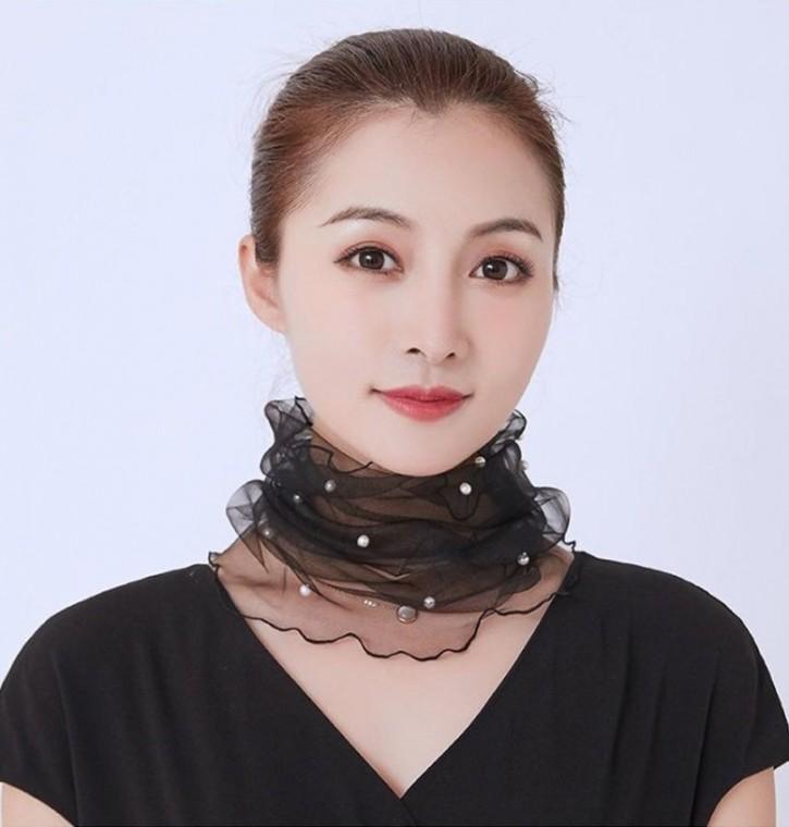[지앤지]진주쉬폰넥워머 / 패션넥워머 / 매쉬스카프 / 골프넥워머 / 매쉬 / 쉬폰 / 패션 / 진주