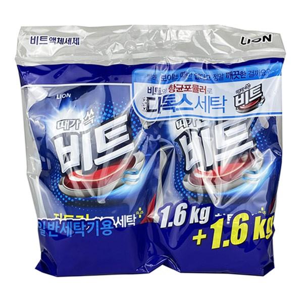 비트 액체세제 일반 리필1.6KG x 2입 -TJ 비트 세제 빨래 액체세제 액체형세제 세탁 세탁기세제 일반세탁기