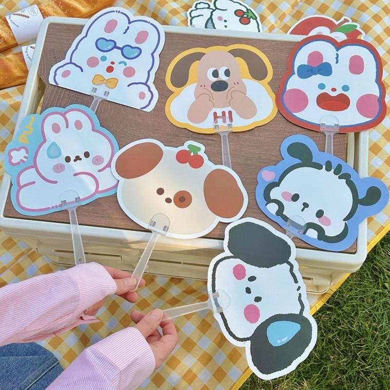 캐릭터 조립식 부채 토끼 곰돌이 pp 휴대용 사은품