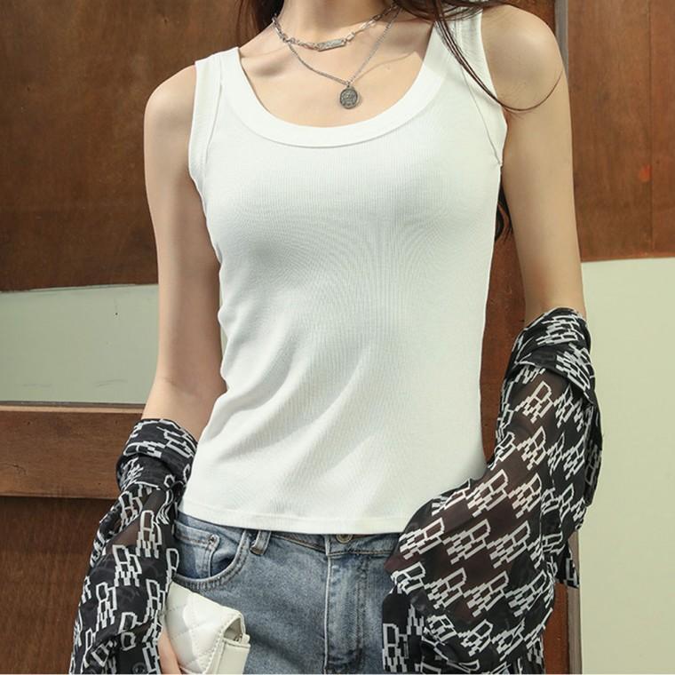 U넥 골지 스판 민소매 나시 3color DK-0023