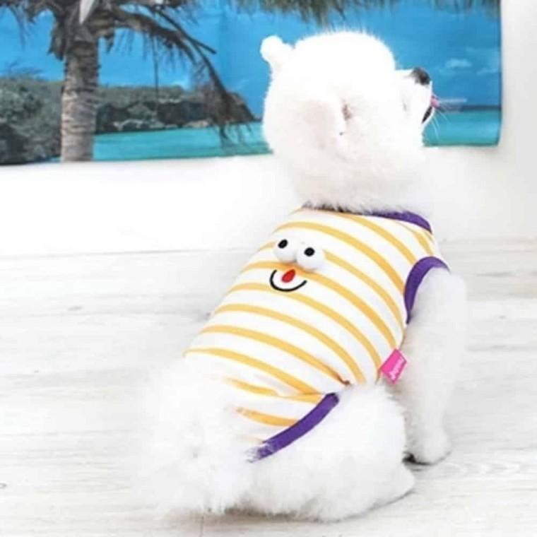 티셔츠 옐로우 강아지여름나시 강아지나시티 강아지여름티 티셔츠 편한옷 시원한옷 옷 나시티 여름 강아지