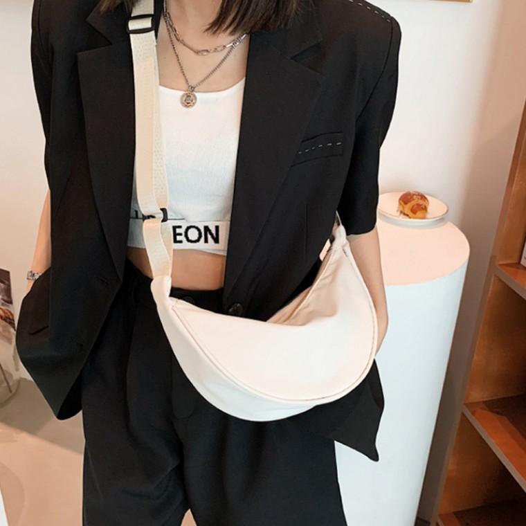 캔버스 나일론 반달 크로스백 여성 남성 커플 학생 호보 메신저 가방