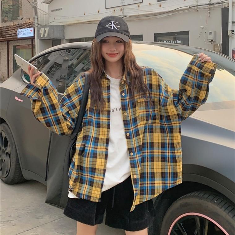 오버핏 체크 카라 셔츠 LL-T174