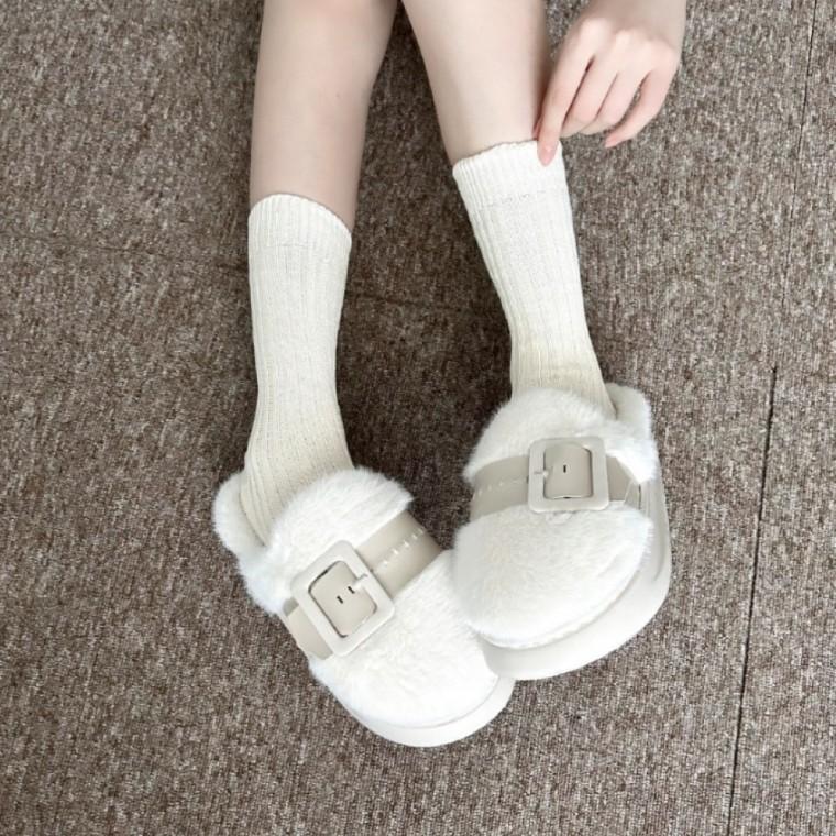데일리 무지립 텍스쳐 중목 양말 4color