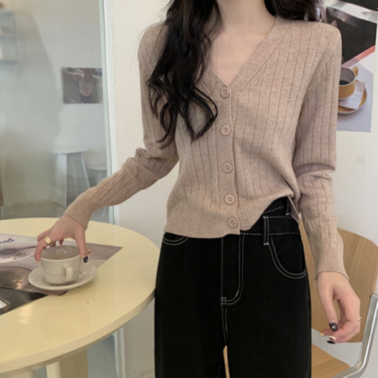 모던 골지 브이넥 니트 가디건 11color