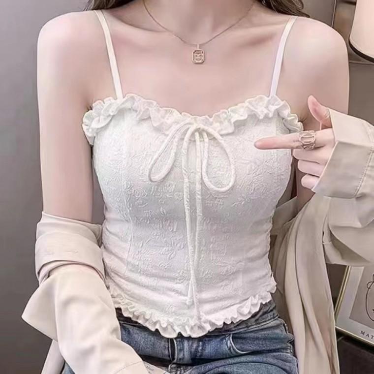퓨어 레이스 셔링 슬림탑 2color