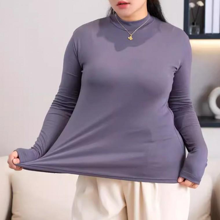 빅사이즈 스판 반폴라 티셔츠