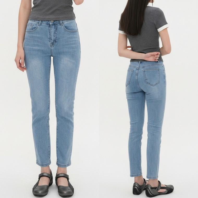 허리밴딩 스판 슬림 일자 데님팬츠