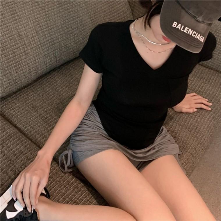 루즈핏 브이넥 포켓 티셔츠 UJS-071