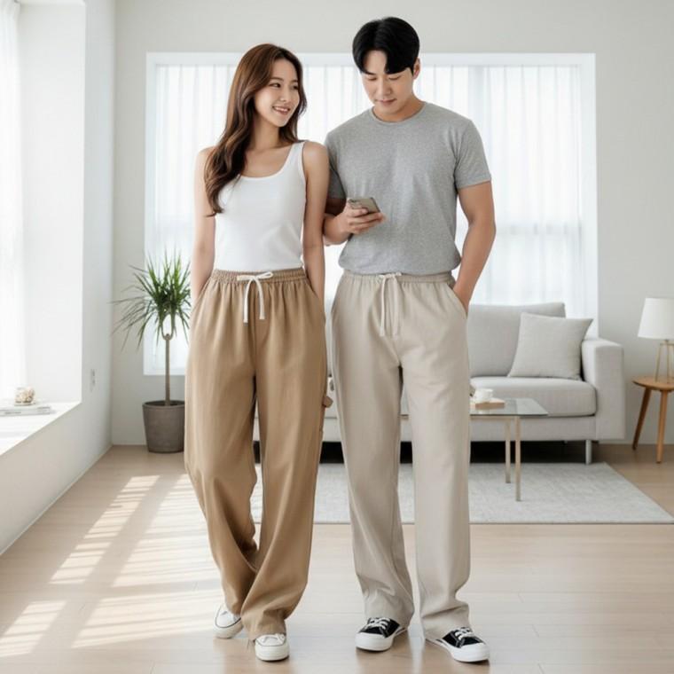 남녀 보헨 스트링 카펜더 와이드 면바지 SD-262037