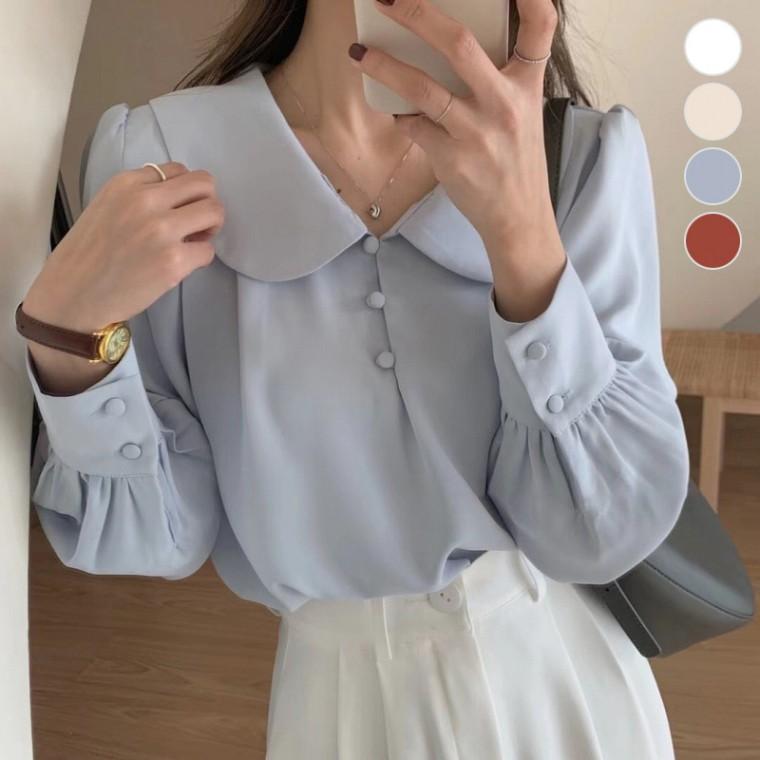 둥근카라 러블리 쉬폰 블라우스 ELC-9079