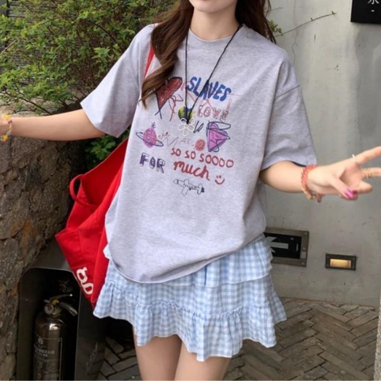 캐주얼 프린팅 라운드넥 반팔티 UJS-093