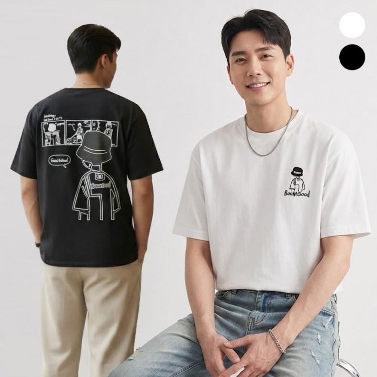 툰그래픽 반팔 기본 면 티셔츠 ELC-9080