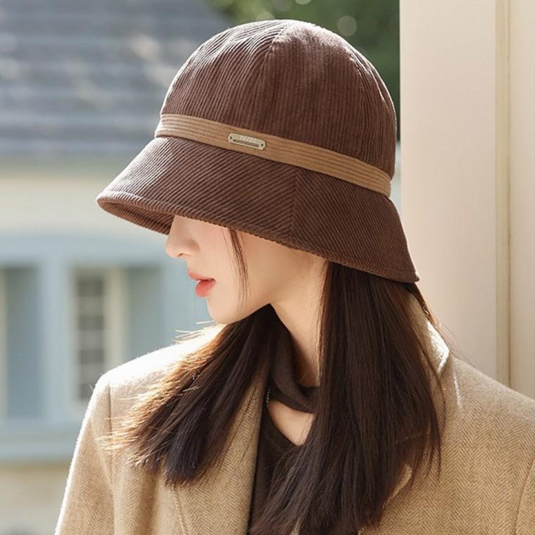 골덴 코듀로이 벙거지 모자 여성 겨울 따뜻한 데일리 패션 방한